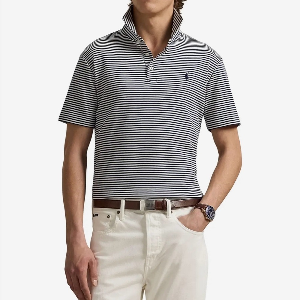 Polo by Ralph Lauren Men's Black and White Striped Polo Shirt